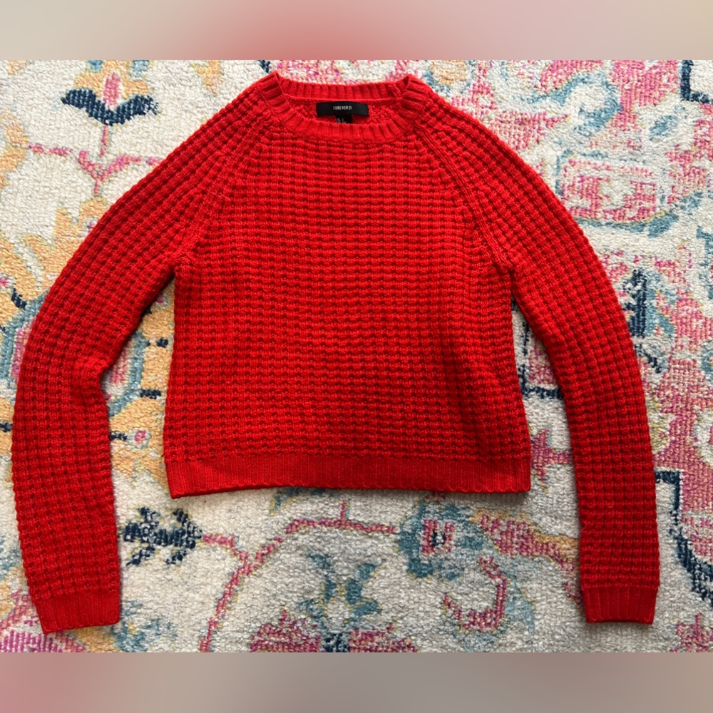 Forever 21 Red Knit Sweater Small